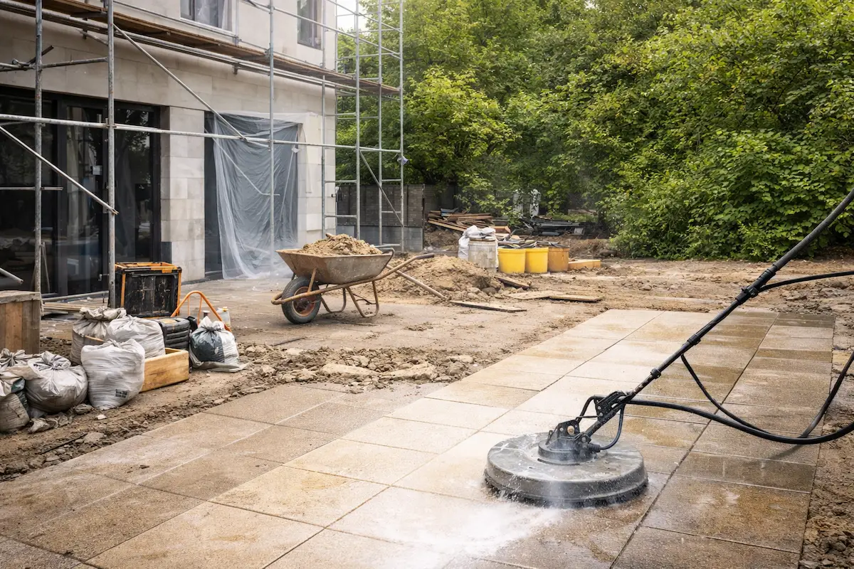 Nettoyage après travaux extérieur à haute pression à Nyon – remise en état rapide d’une terrasse