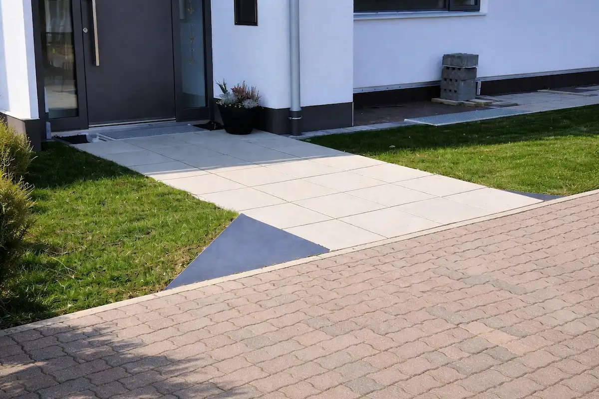 Allée extérieure propre après nettoyage à Nyon
