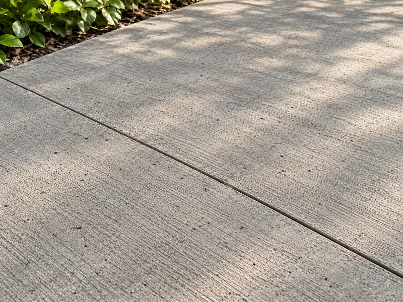 Surface en béton à finition brossée d’un chemin extérieur.