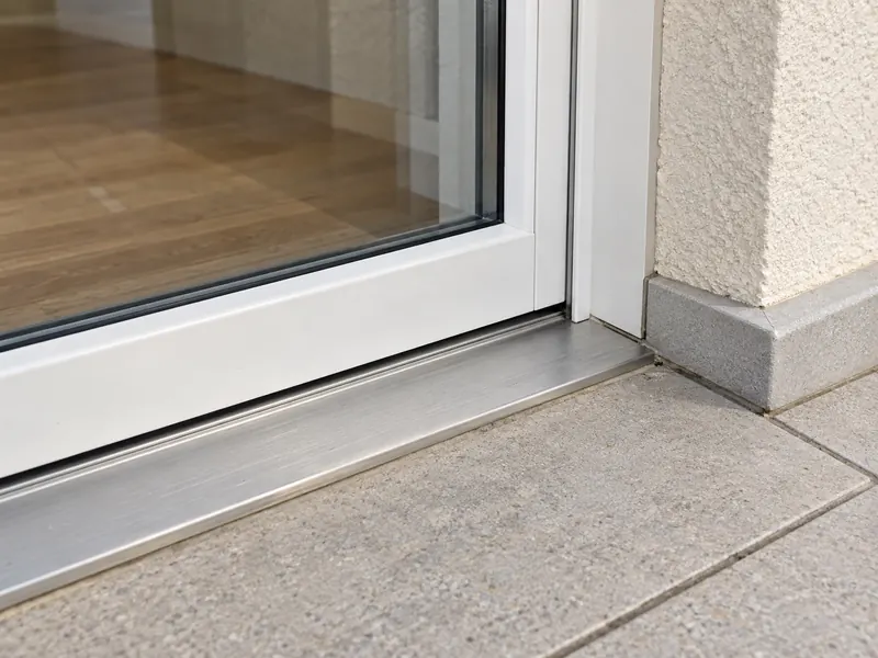 Seuil de porte et rebord accessibles depuis un balcon — image d’illustration.